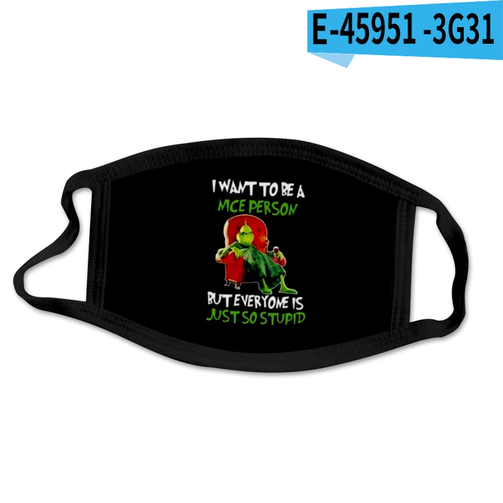 5PCS 3D Grinch Patterned Masks Digital Printing Dust-proof Comfortable Breathable Outdoor Mask